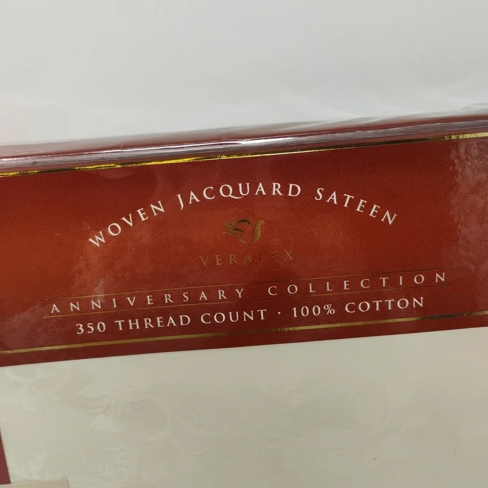 VERATEX Anniversary Jacquard Floral Ivory 350 TC 100% Cotton‎ Queen Flat Sheet